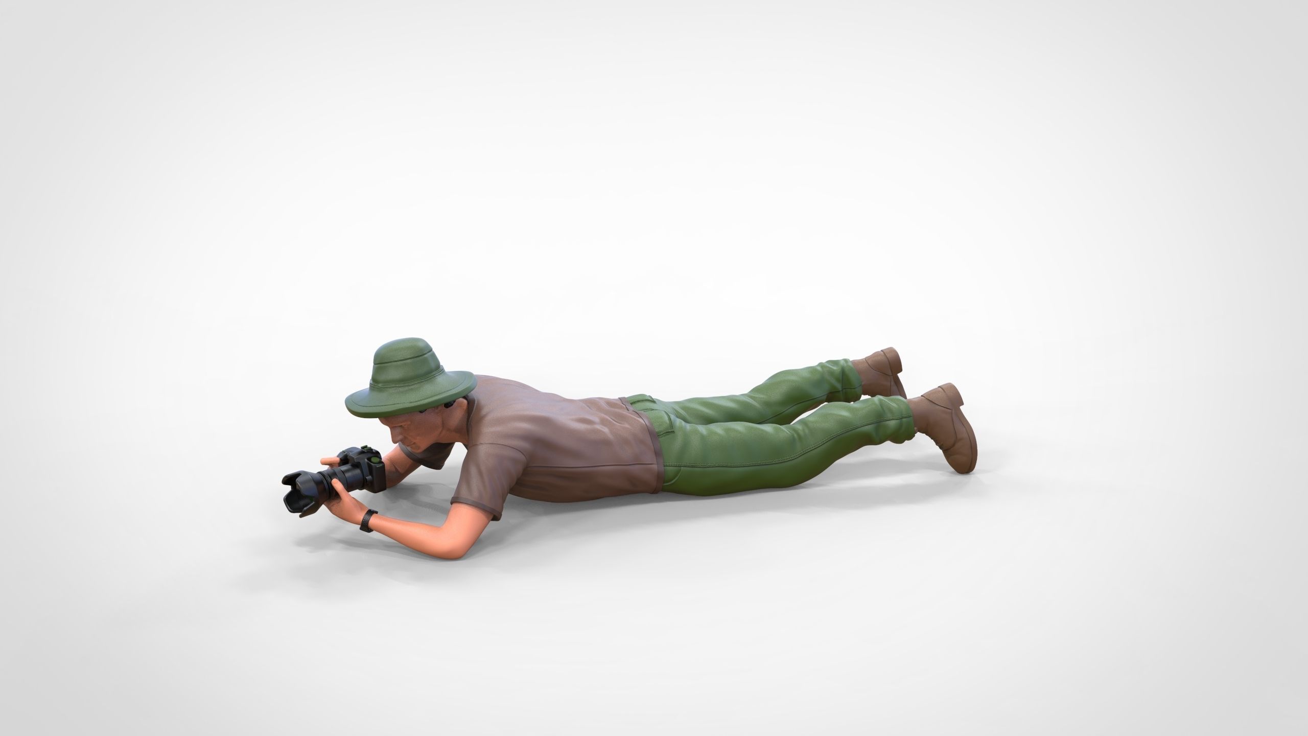N3 photographer lying down taking photo 3D print model_6