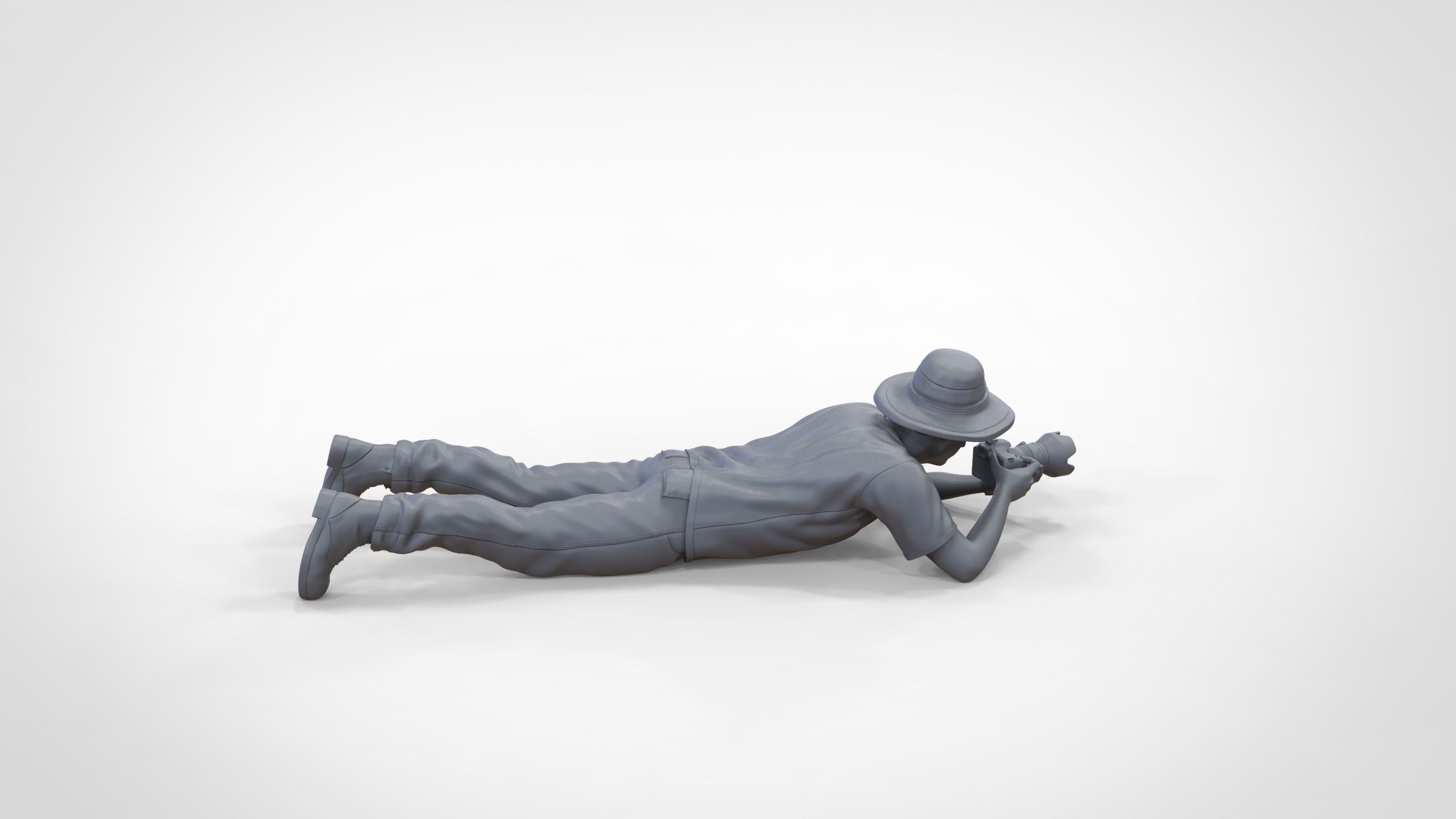 N3 photographer lying down taking photo 3D print model_35