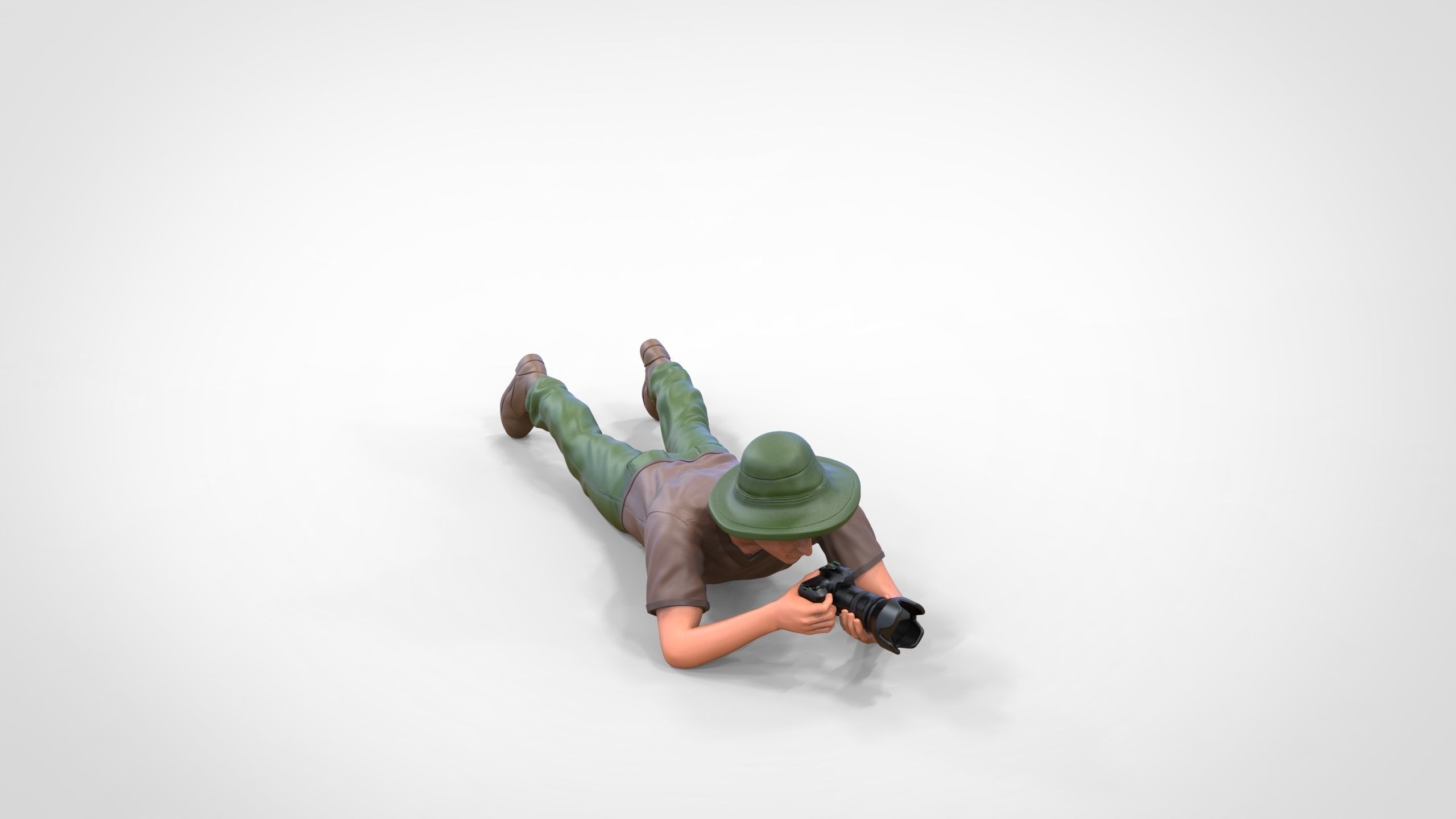 N3 photographer lying down taking photo 3D print model_24