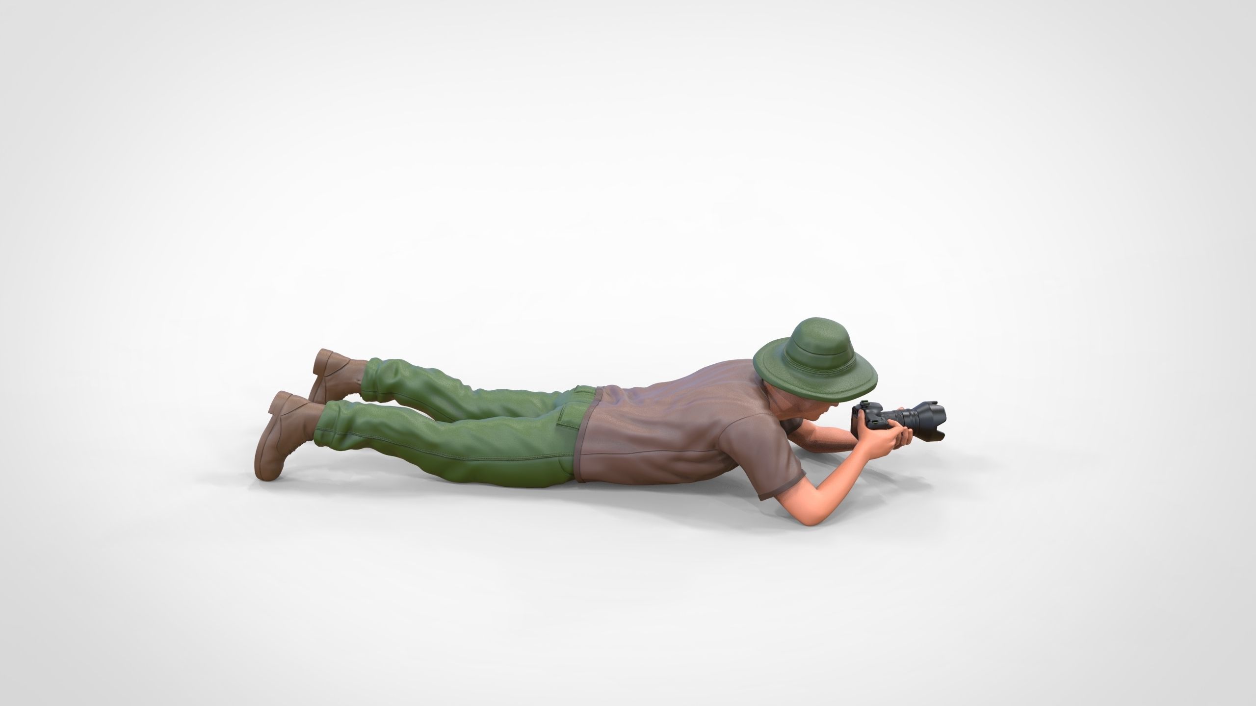 N3 photographer lying down taking photo 3D print model_20