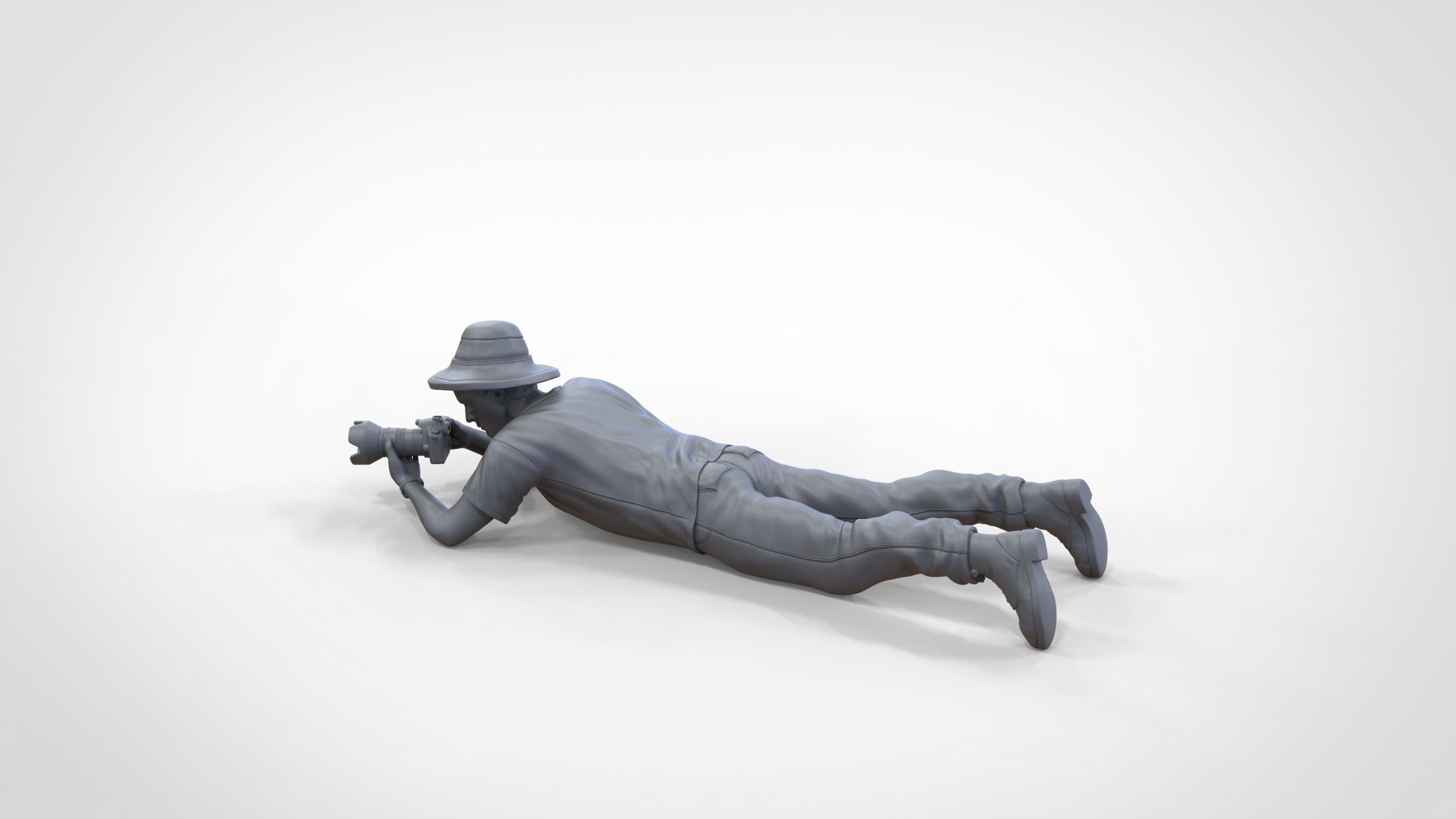 N3 photographer lying down taking photo 3D print model_31