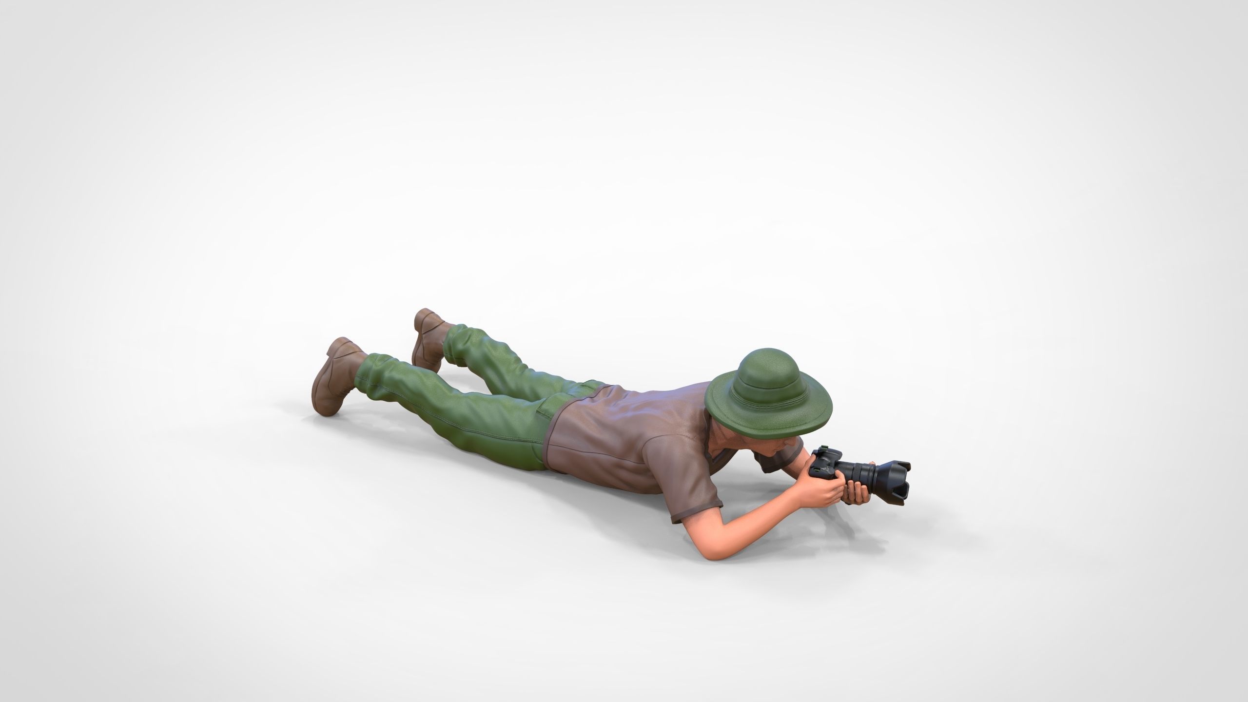 N3 photographer lying down taking photo 3D print model_22