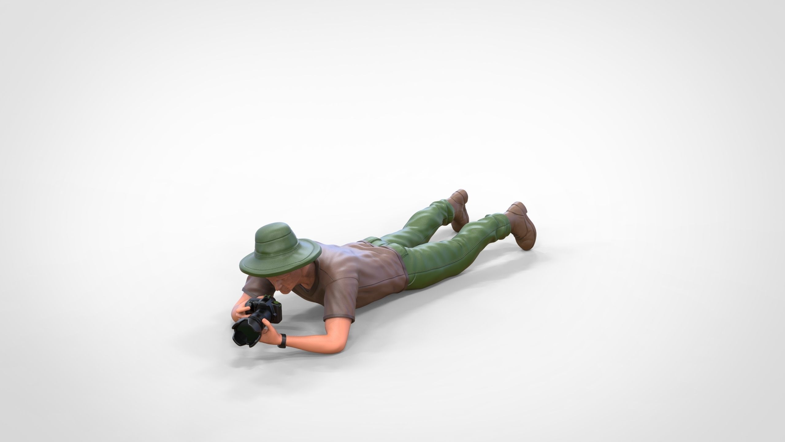 N3 photographer lying down taking photo 3D print model_4