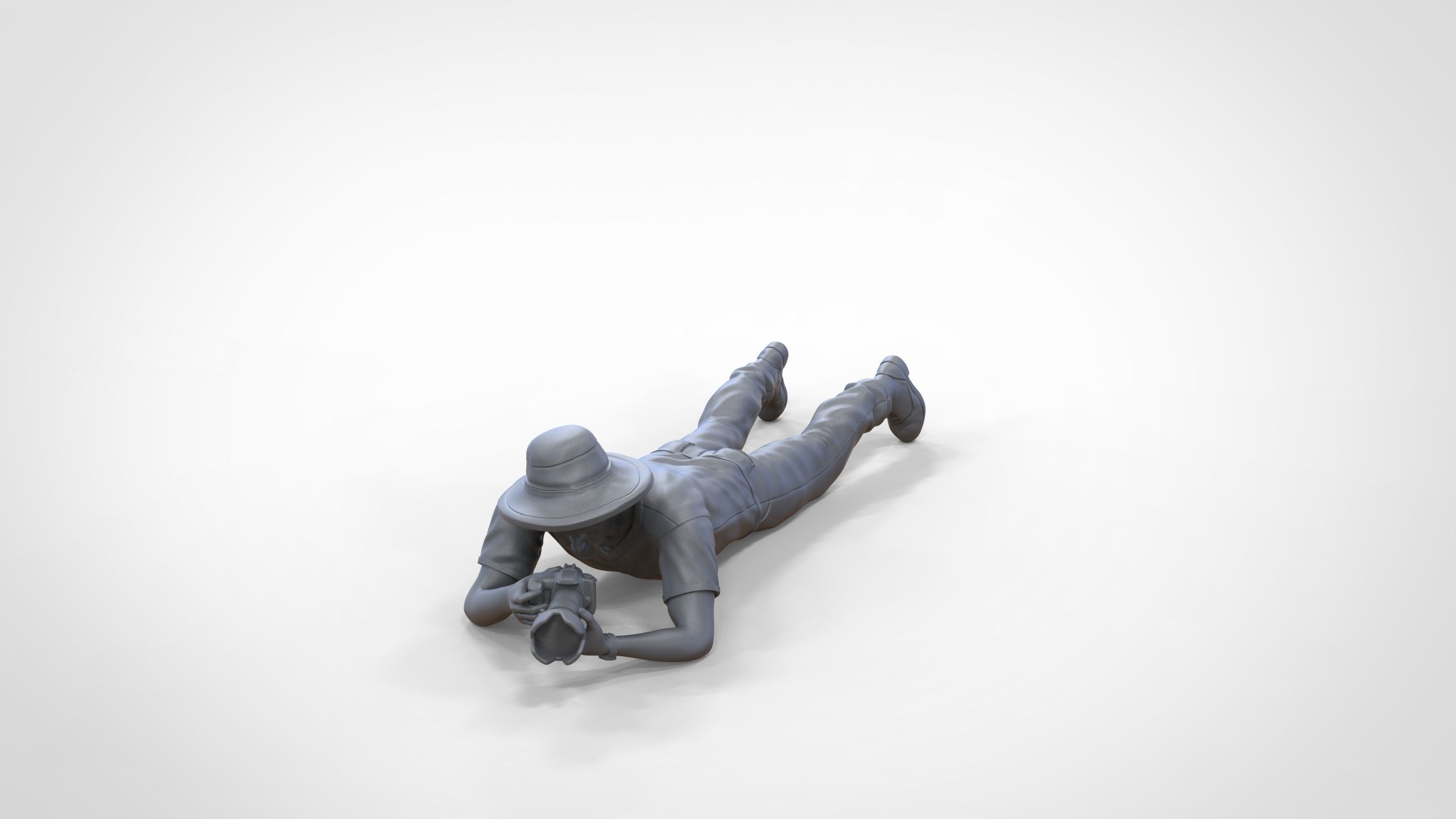 N3 photographer lying down taking photo 3D print model_27