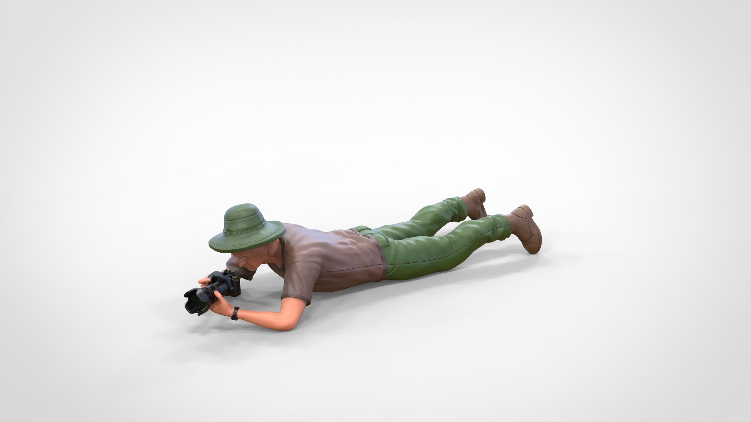 N3 photographer lying down taking photo 3D print model_5