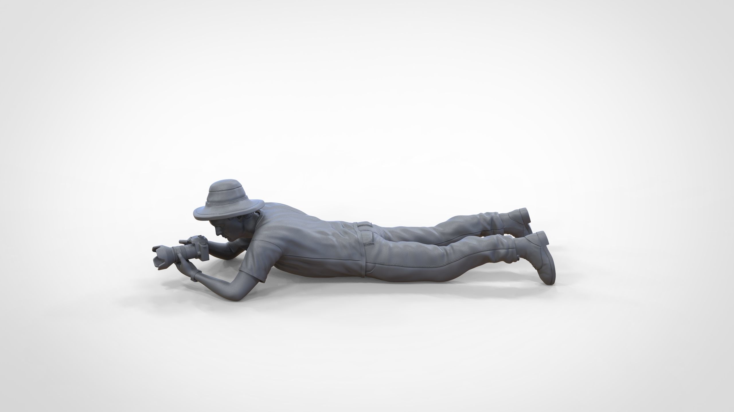 N3 photographer lying down taking photo 3D print model_29