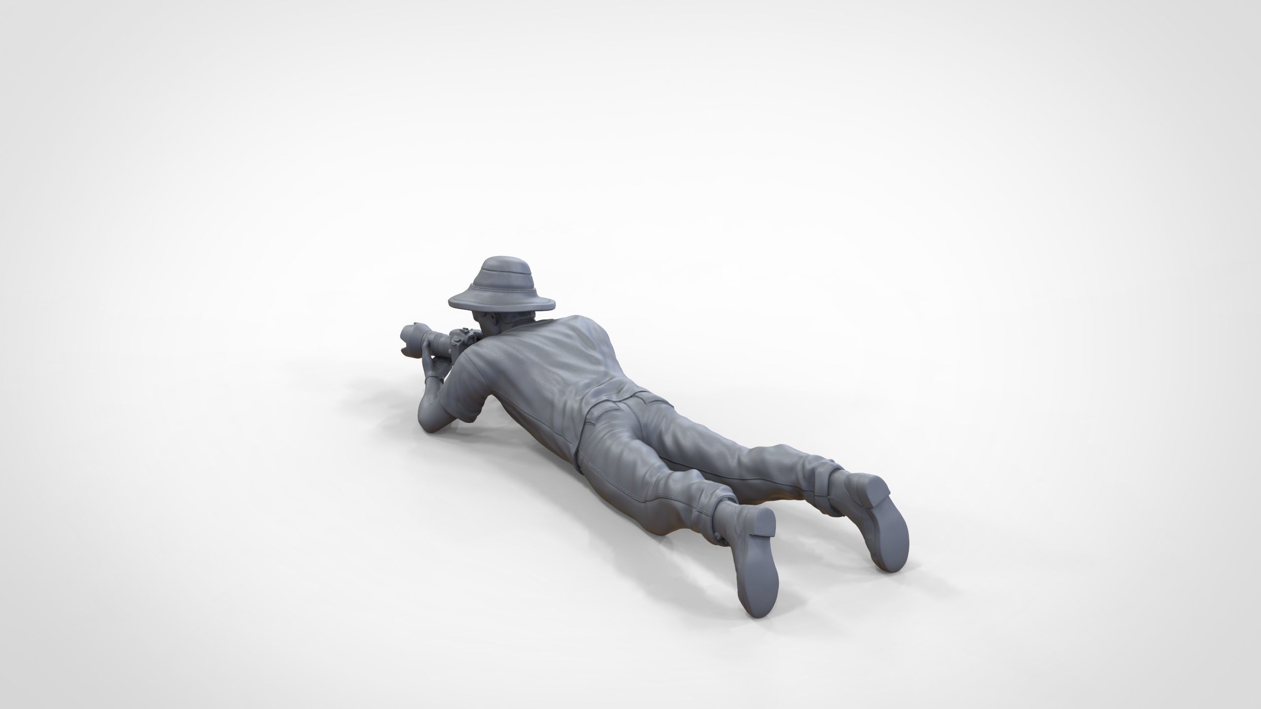 N3 photographer lying down taking photo 3D print model_30
