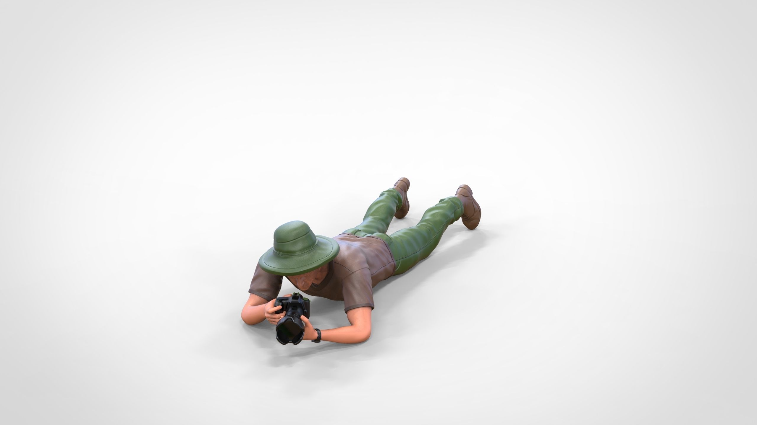 N3 photographer lying down taking photo 3D print model_3
