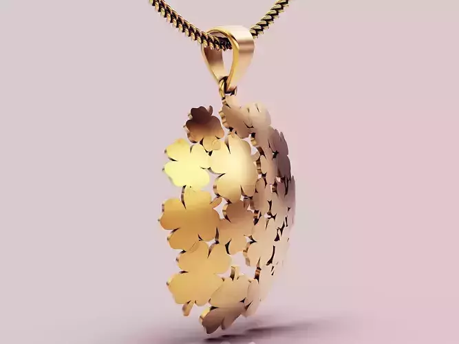 Flowers pendant  gold printable jewelry 3D model