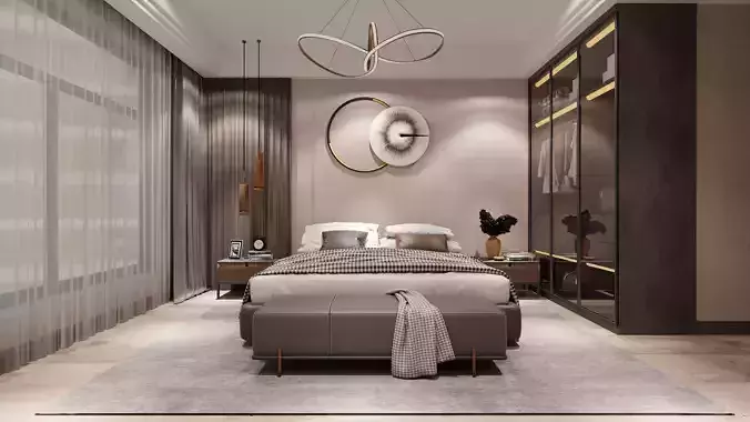 Bedroom room with bed in it