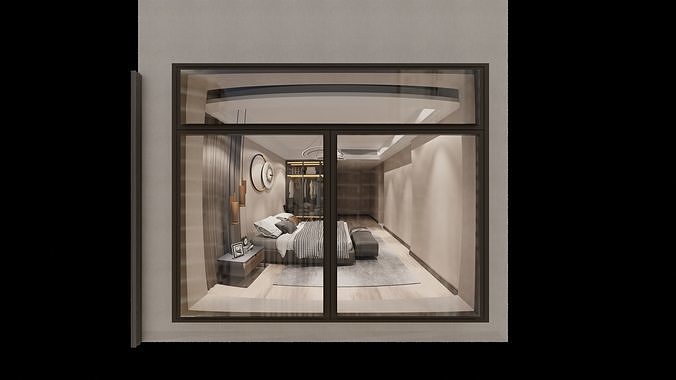 Bedroom room with bed in it 3D model 7