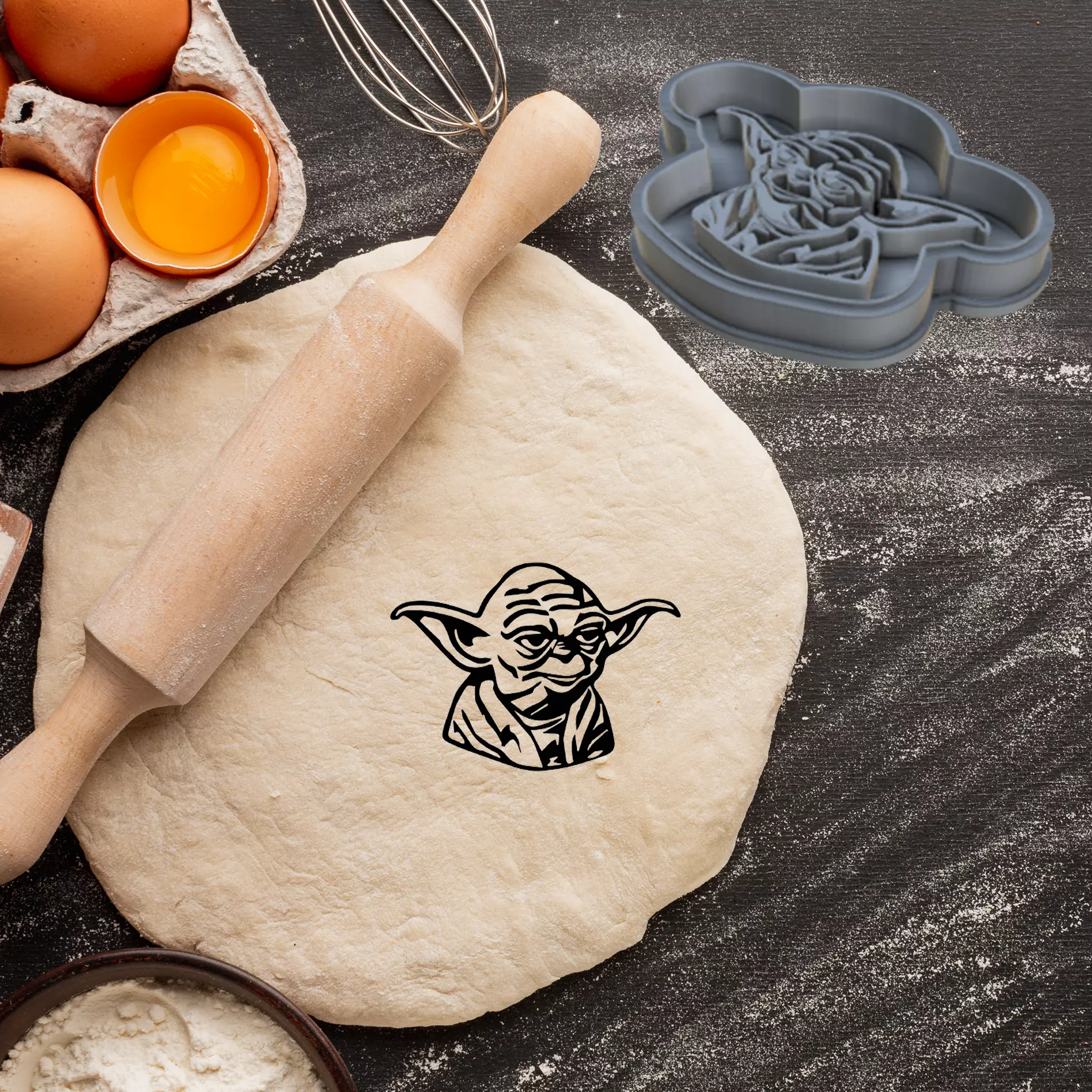 YODA COOKIE CUTTER PASTRY DOUGH BISCUIT SUGAR FOOD 3D print model