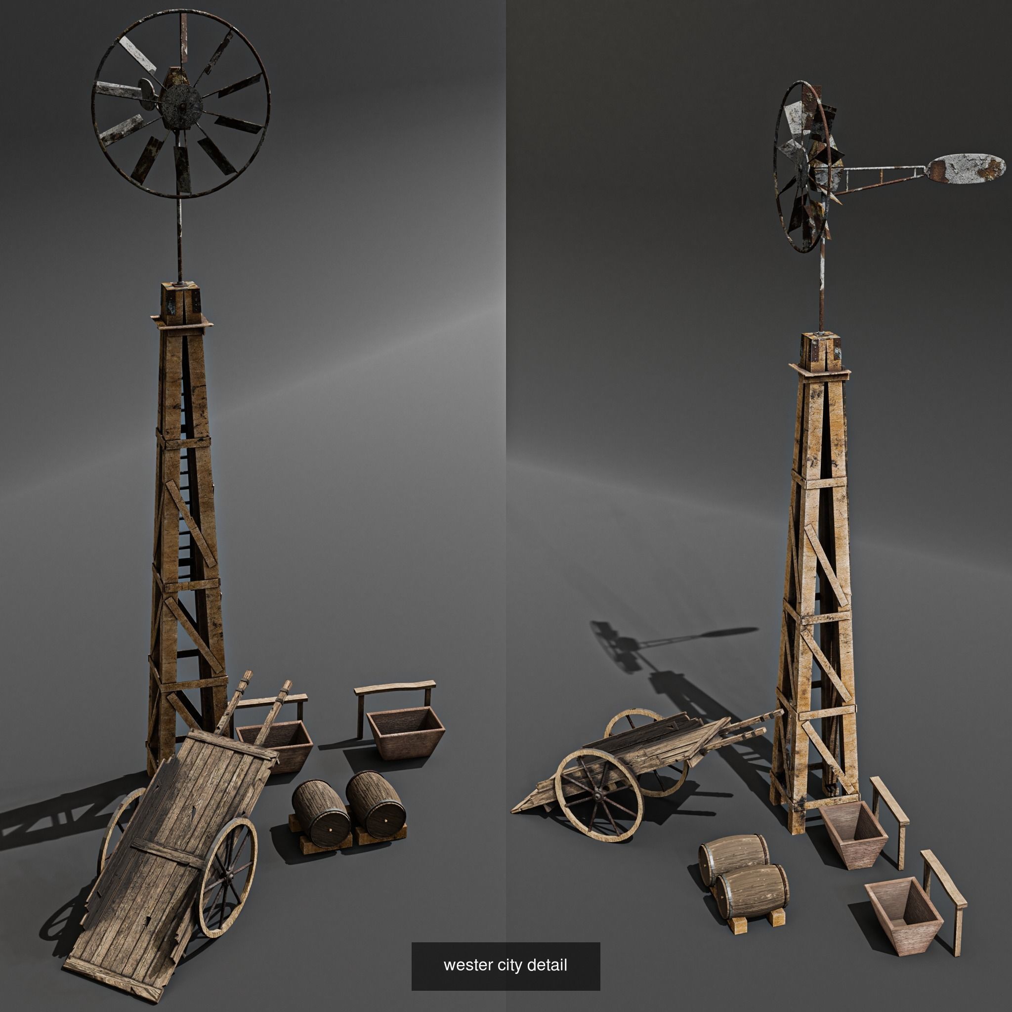 WESTERN CITY KITBASH 3D Model Collection_4
