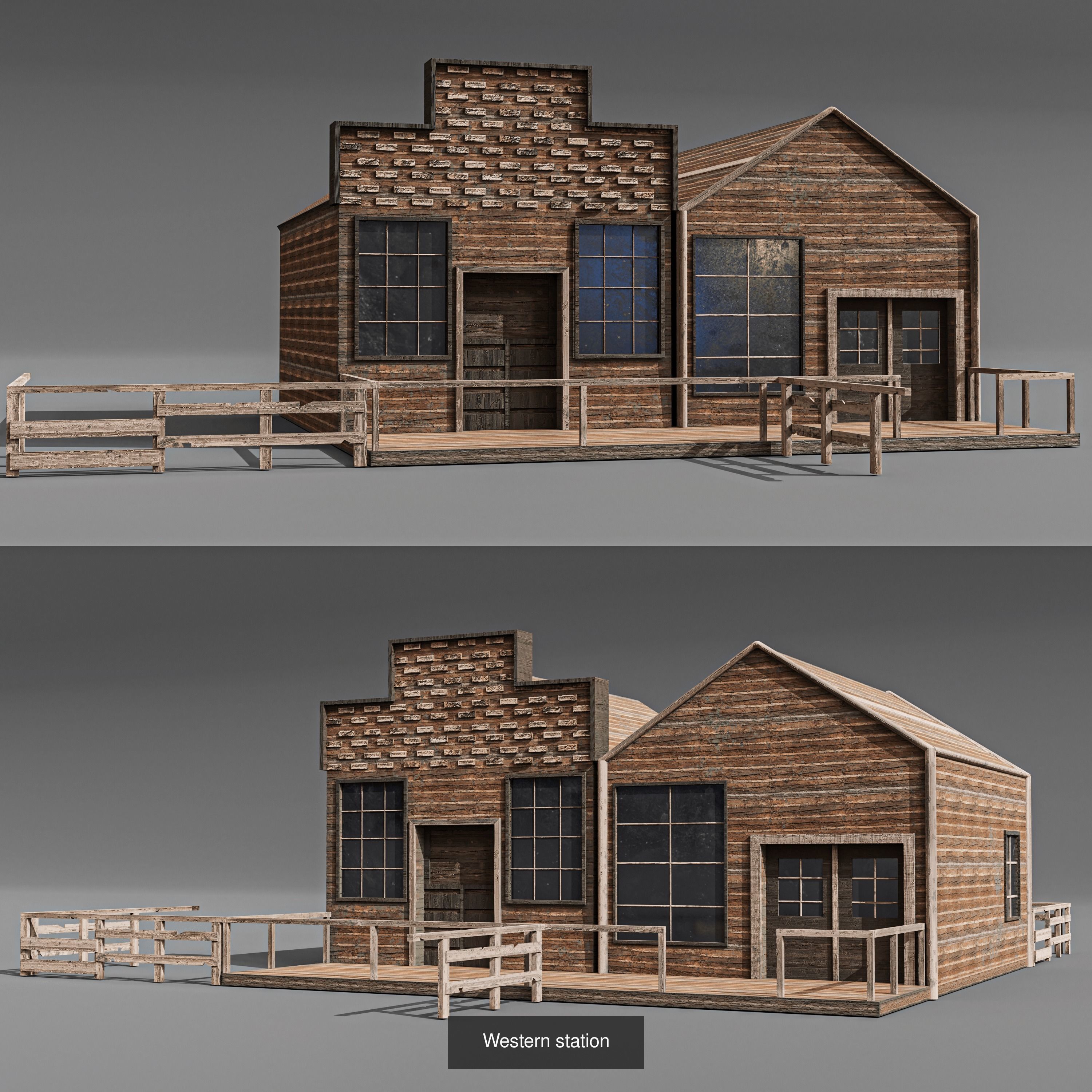 WESTERN CITY KITBASH 3D Model Collection_5