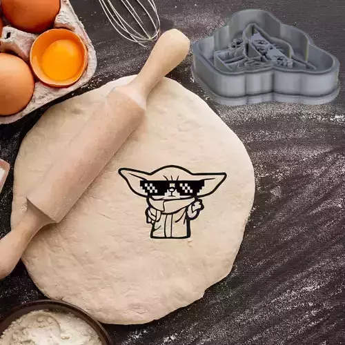 BABY YODA GROGU COOKIE CUTTER PASTRY DOUGH BISCUIT SUGAR FOOD 3D print model