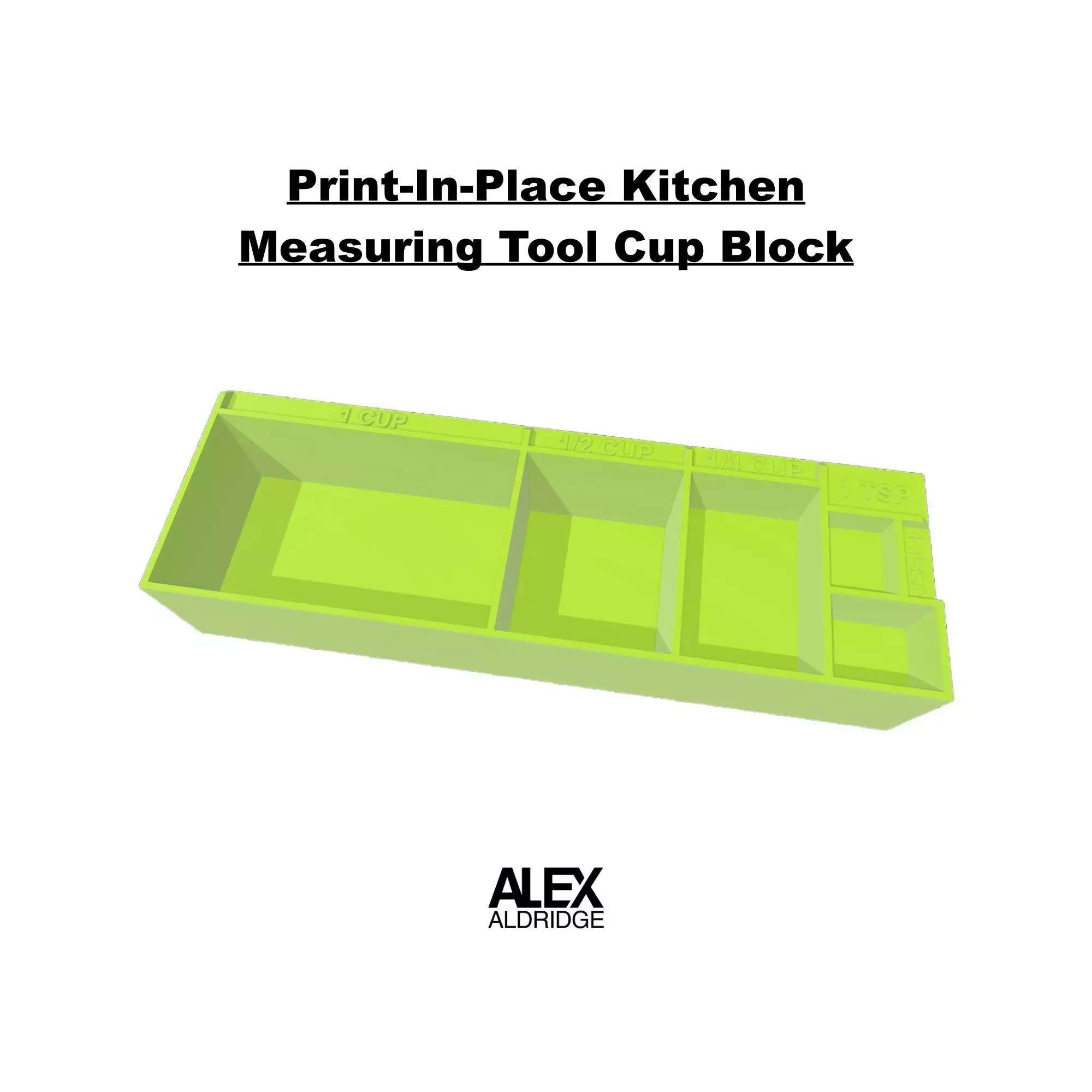 Print-In-Place Kitchen Measuring Tool Cup Block Free 3D print model