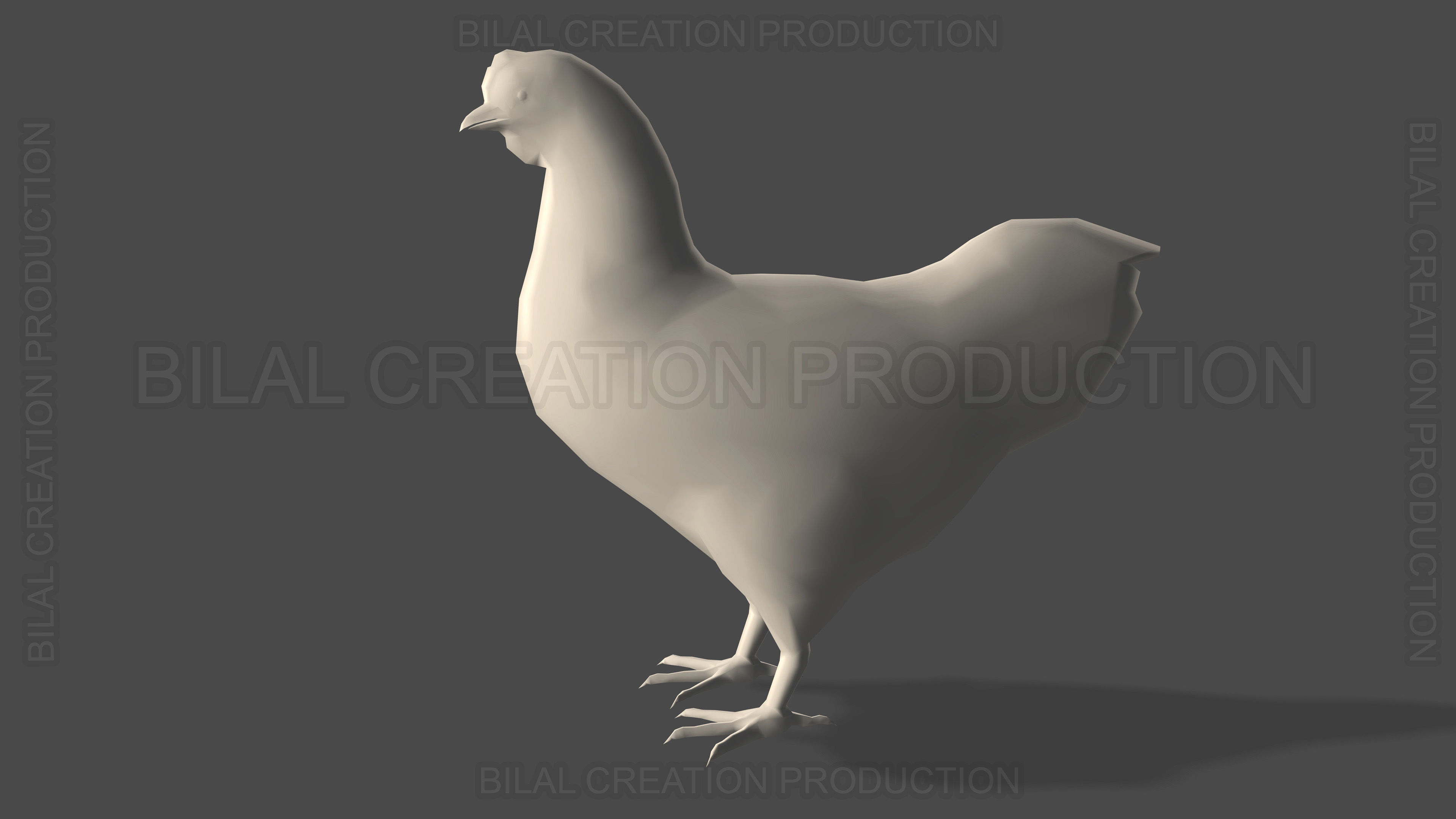 White Hen chicken Animated Low-poly 3D model_16