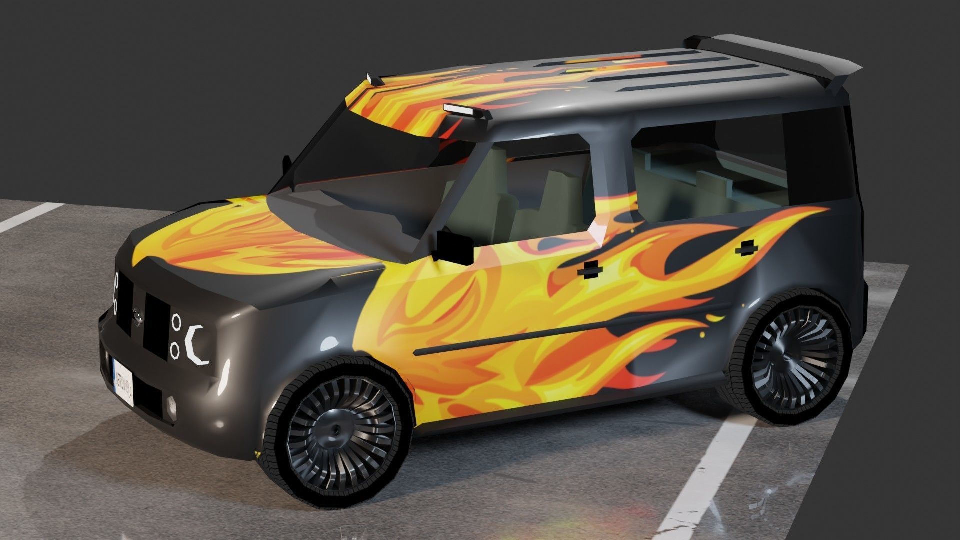 Nissan Cube Low-poly 3D model_12