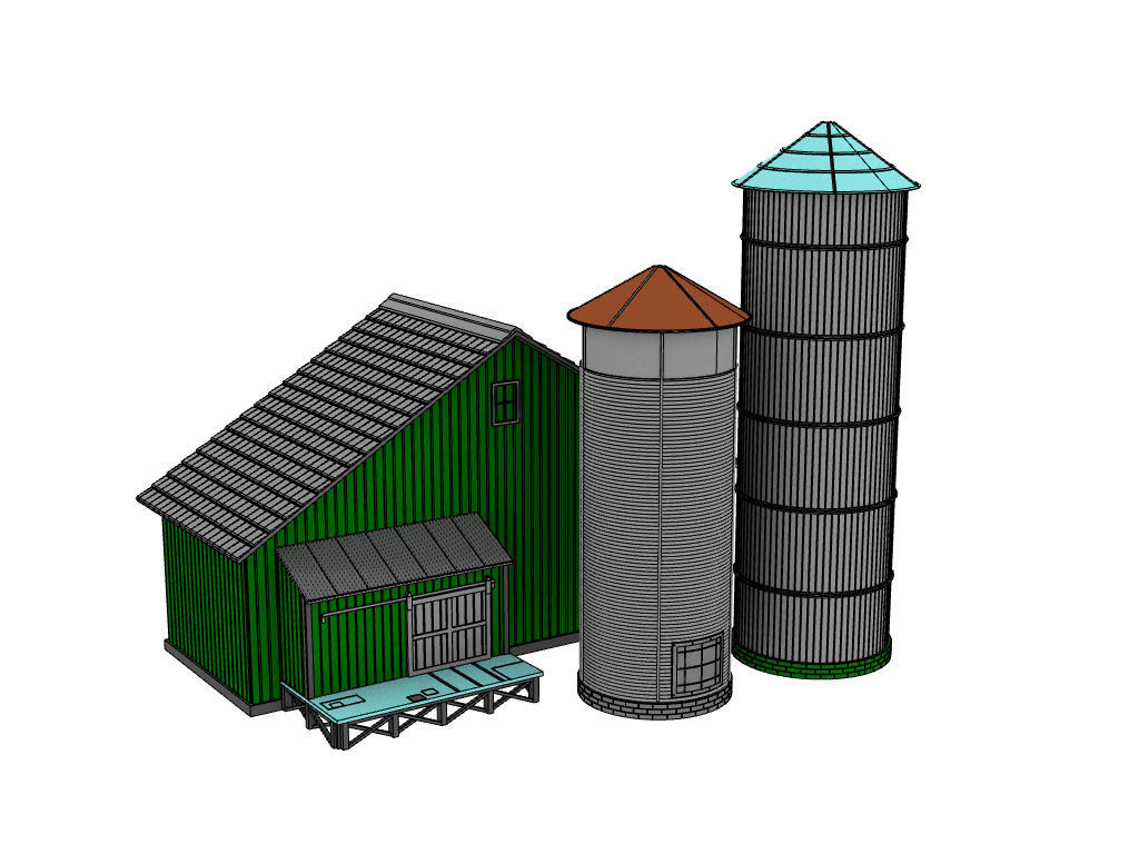 HO scale SUGAR WAREHOUSE 1 87 SCALE FOR RAILWAY DIORAMA MODEL 3D print model_3