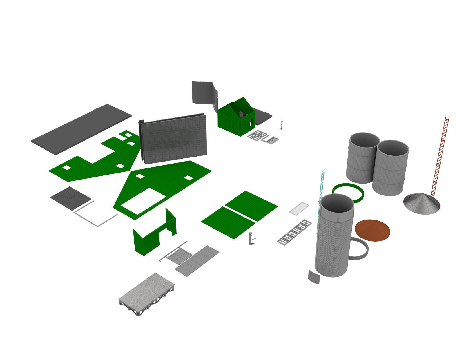 HO scale SUGAR WAREHOUSE 1 87 SCALE FOR RAILWAY DIORAMA MODEL 3D print model_2