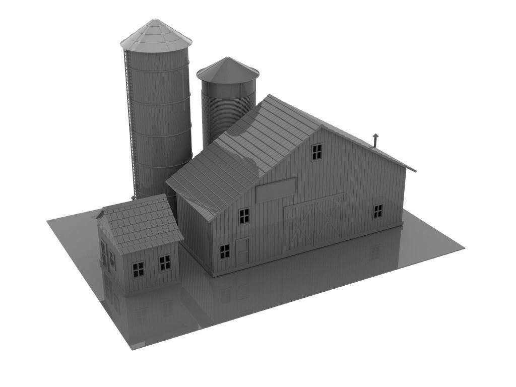 HO scale SUGAR WAREHOUSE 1 87 SCALE FOR RAILWAY DIORAMA MODEL 3D print model_4