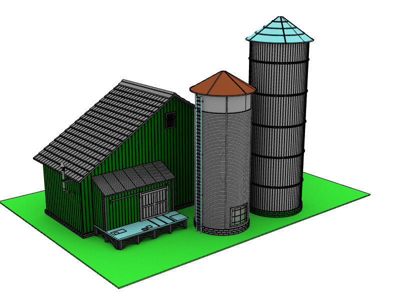 HO scale SUGAR WAREHOUSE 1 87 SCALE FOR RAILWAY DIORAMA MODEL 3D print model_7