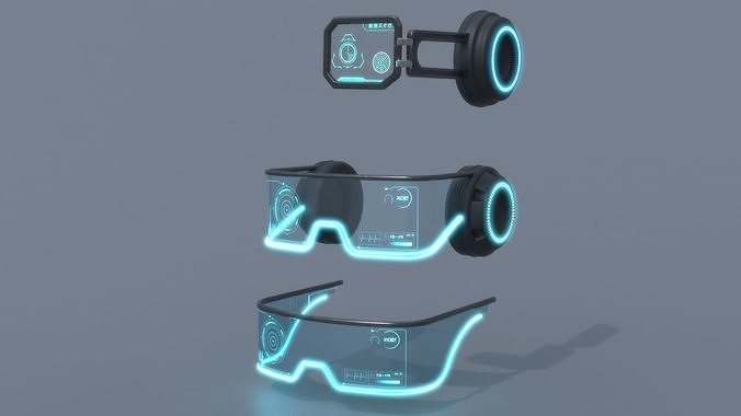 Military sci-fi helmet glasses monocle pack x3 3D Model Collection