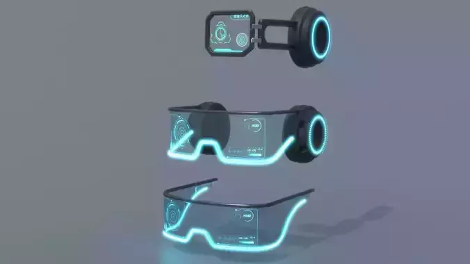 Military sci-fi helmet glasses monocle pack x3 3D Model Collection