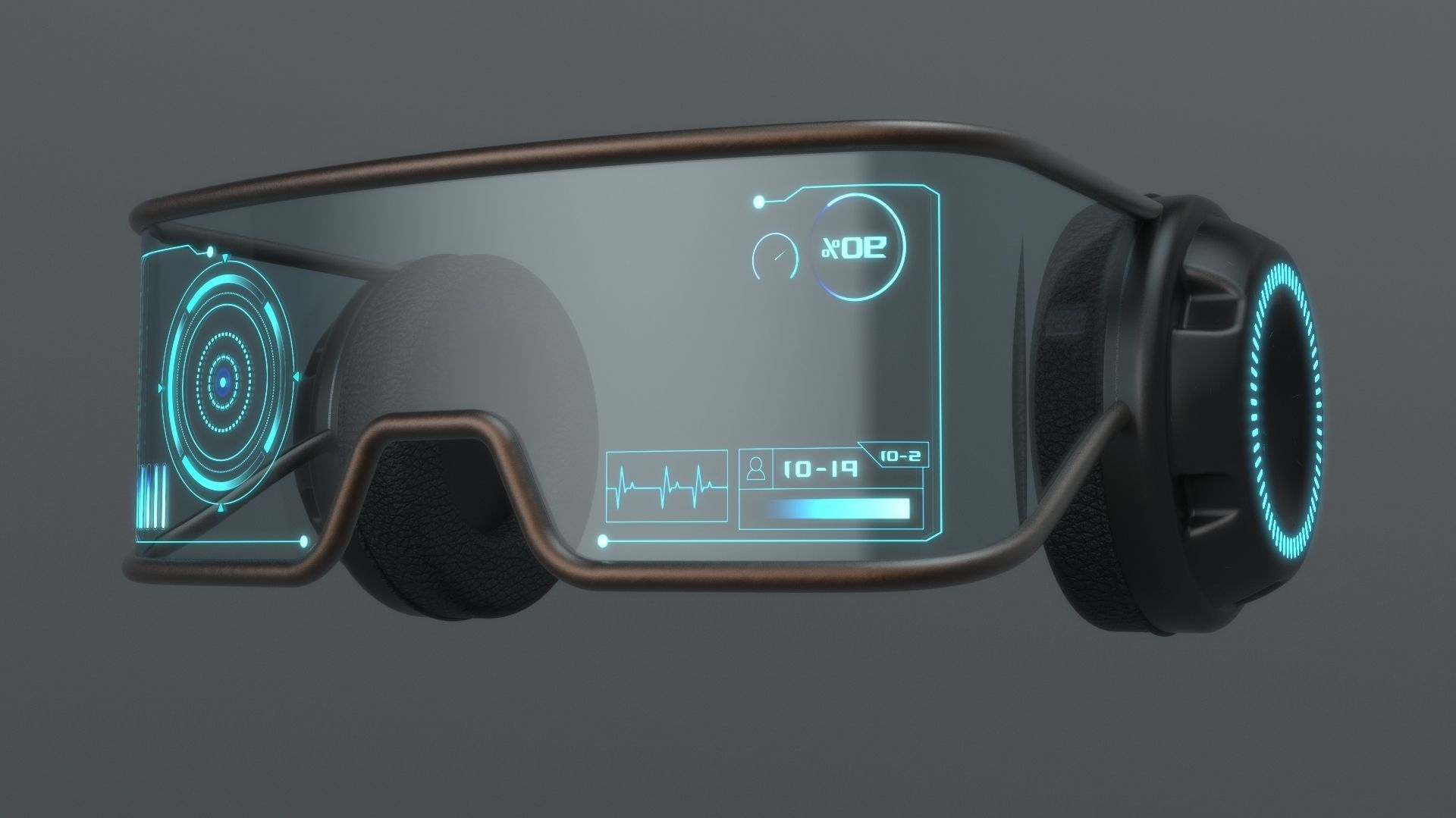 Military sci-fi helmet glasses monocle pack x3 3D Model Collection_14