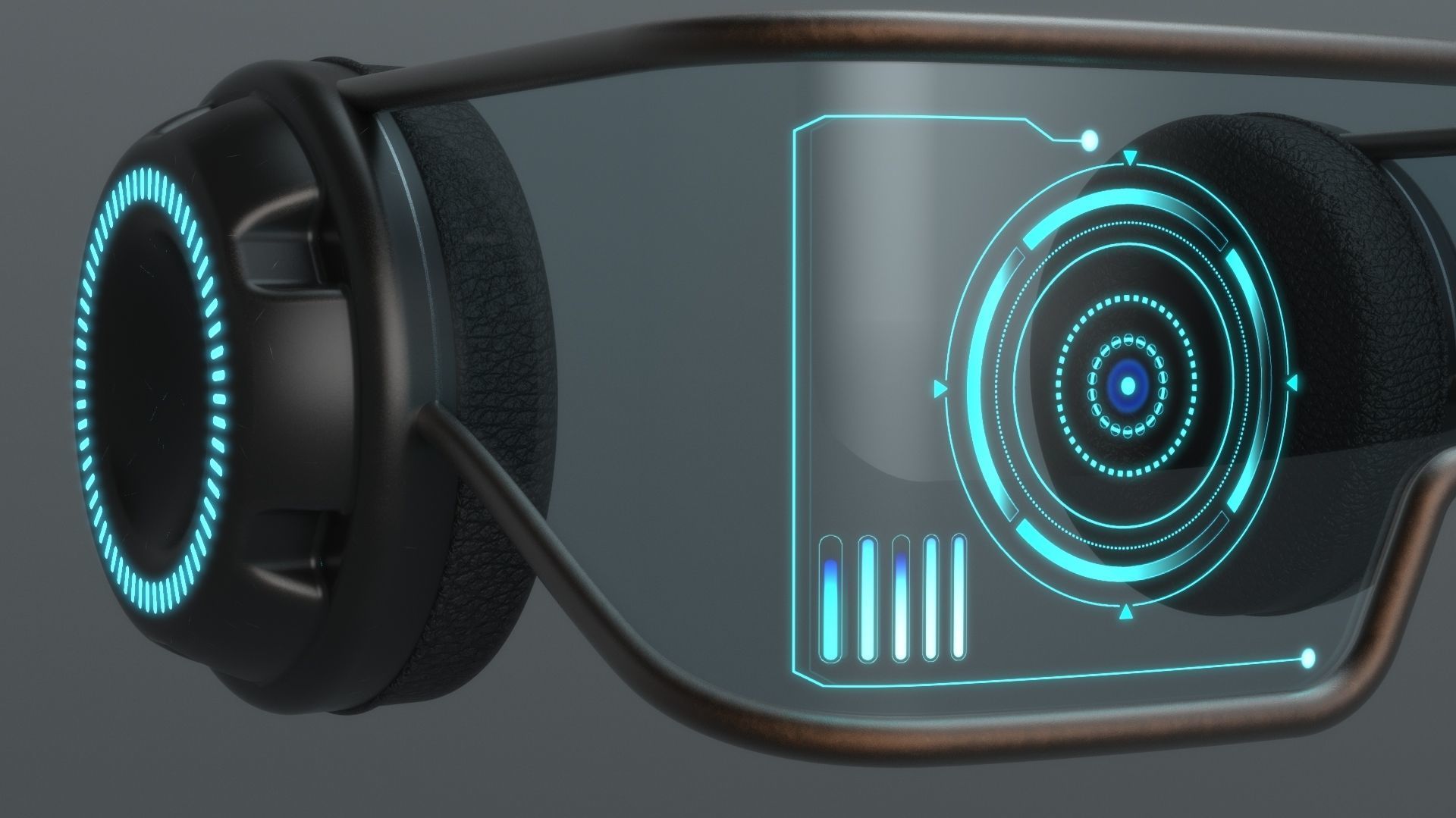 Military sci-fi helmet glasses monocle pack x3 3D Model Collection_16