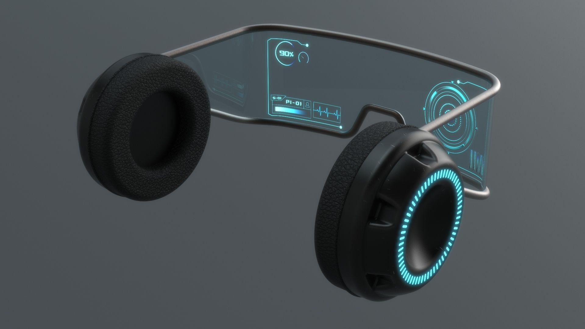 Military sci-fi helmet glasses monocle pack x3 3D Model Collection_12