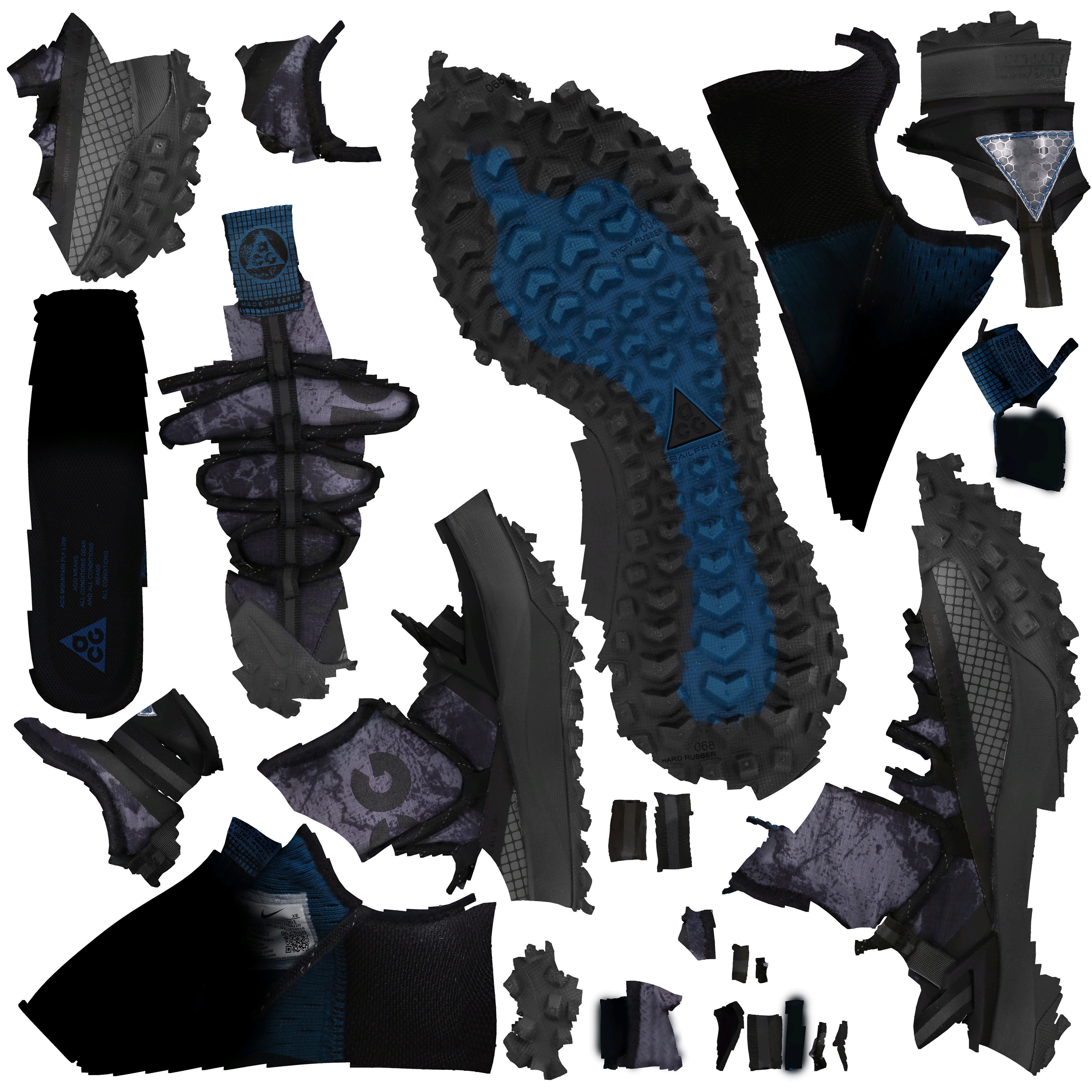 Nike ACG Mountain Fly Grey Abyss cyberpunk techwear shoes  3D model_8