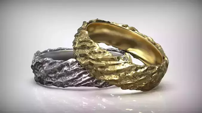 Wood Bark Nature Ornament Wedding Band 3D print model