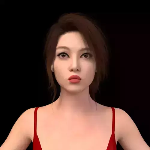 Realistic Beautiful Female Model in Red Dresses 