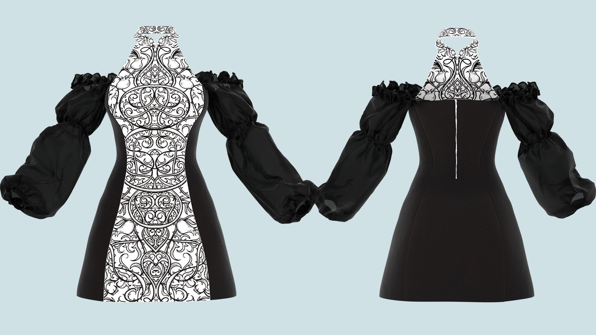 Female Dress Marvelous Designer 3D model_2