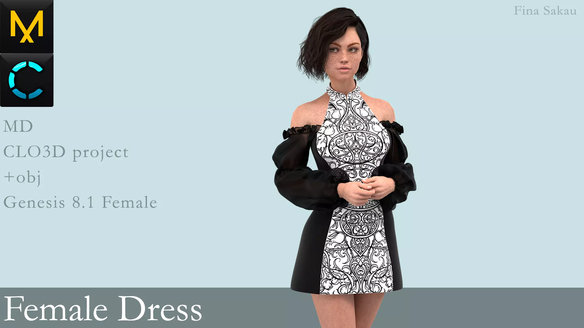 Female Dress Marvelous Designer 3D model_0