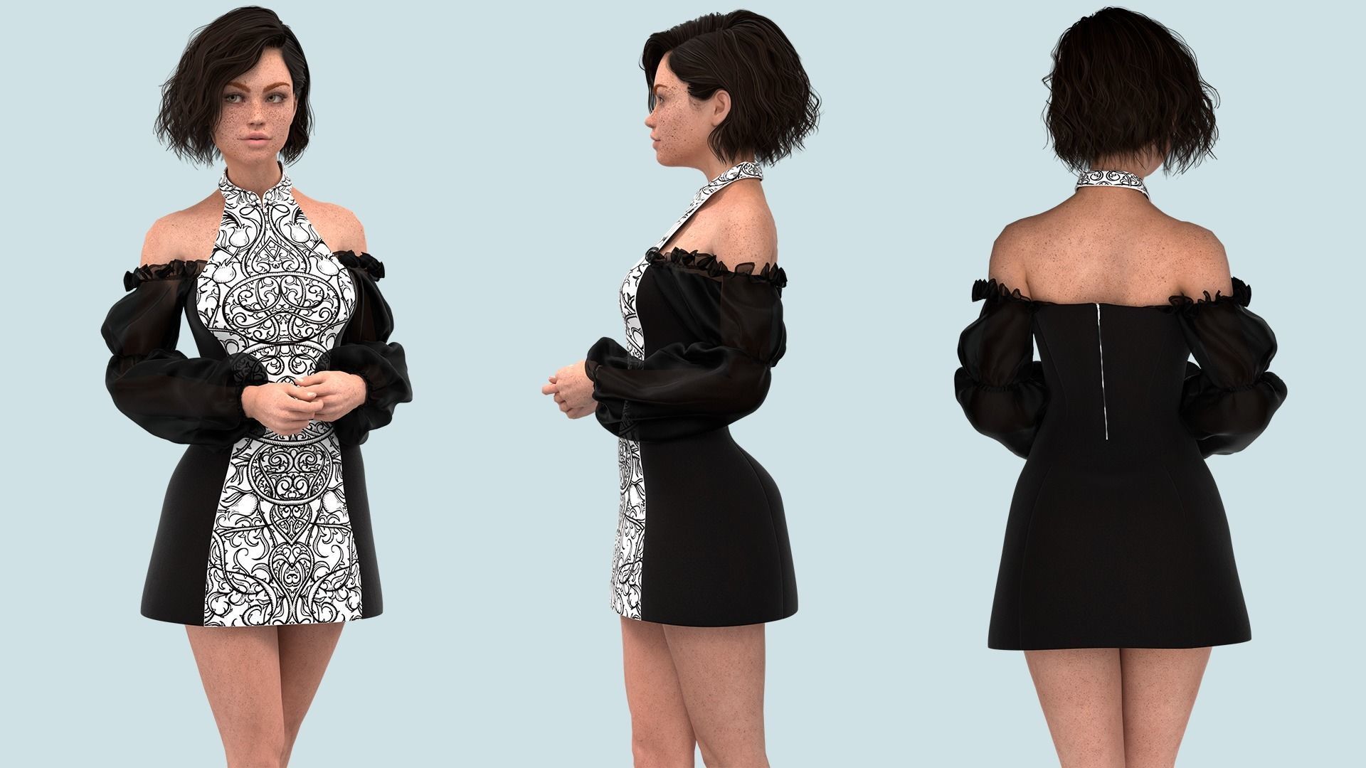 Female Dress Marvelous Designer 3D model_1