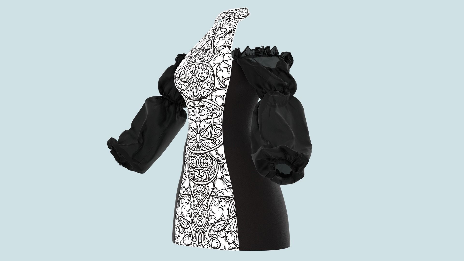 Female Dress Marvelous Designer 3D model_3