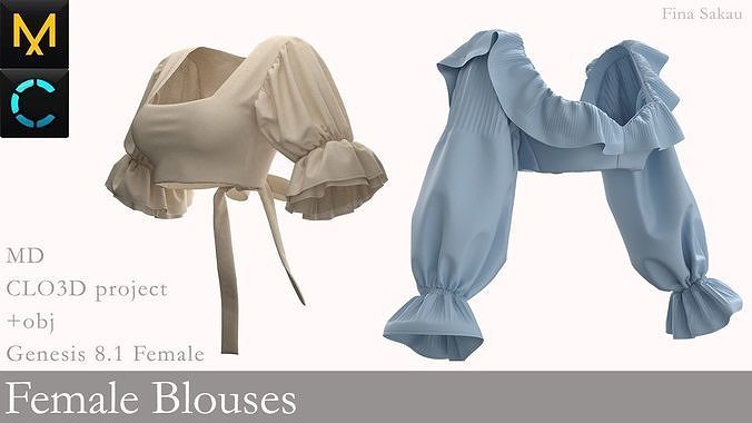 Female Blouses Marvelous Designer 3D model