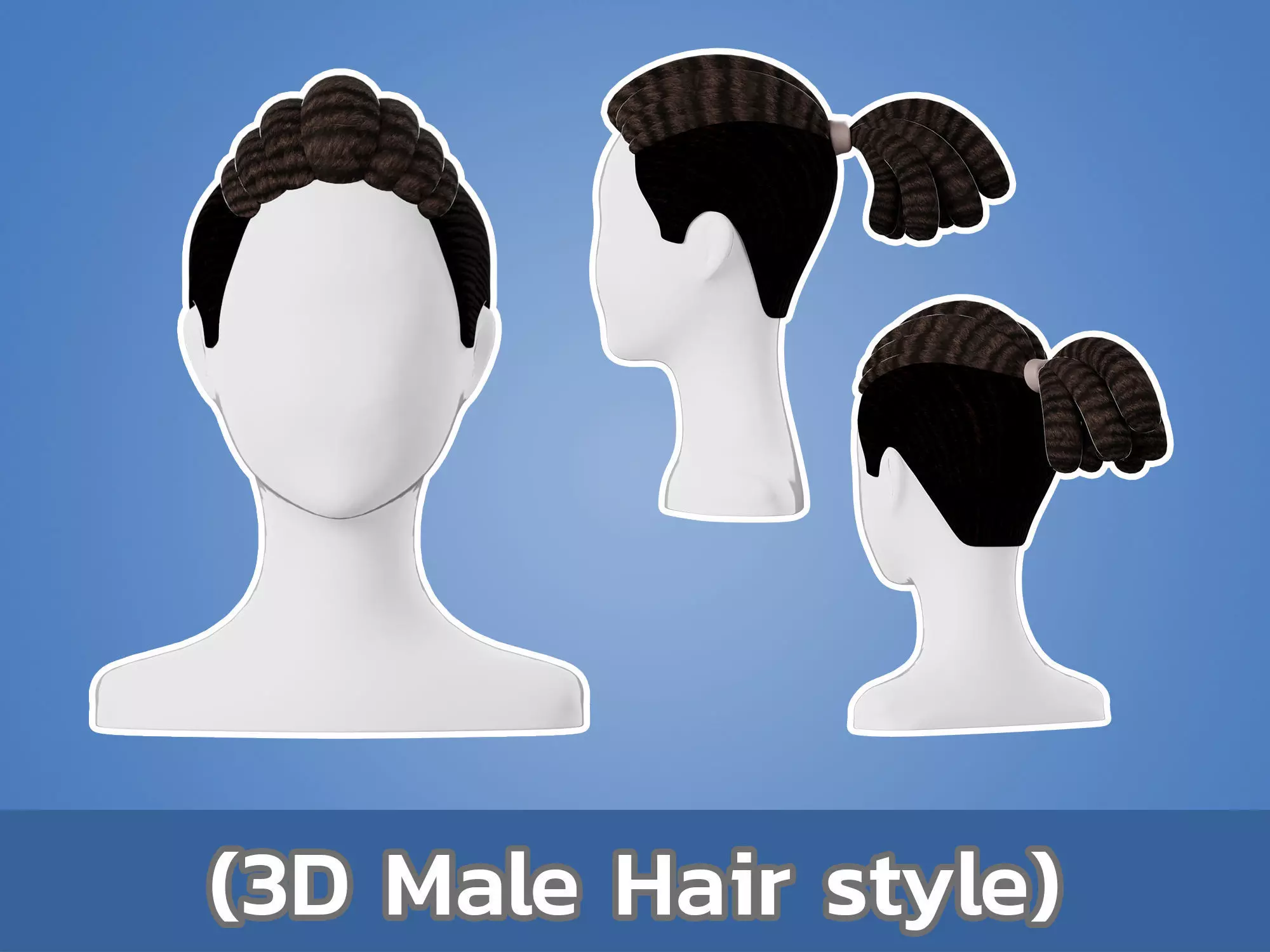 3D Anime hair male 004 Low-poly 3D model
