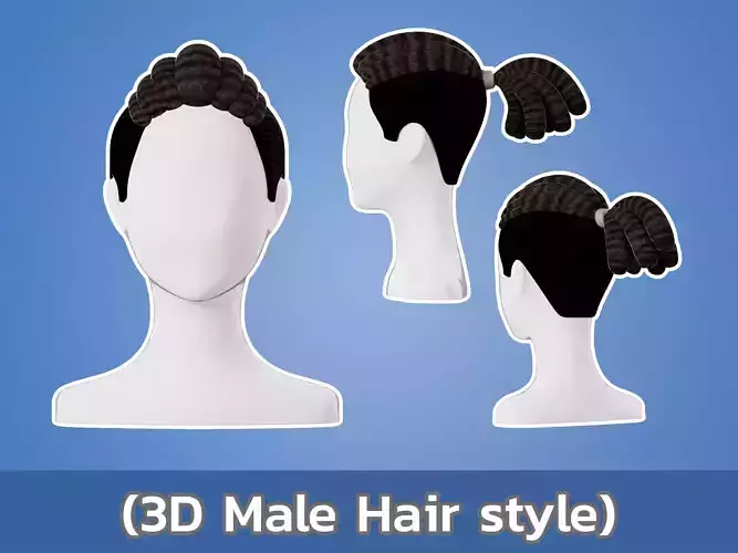 3D Anime hair male 004