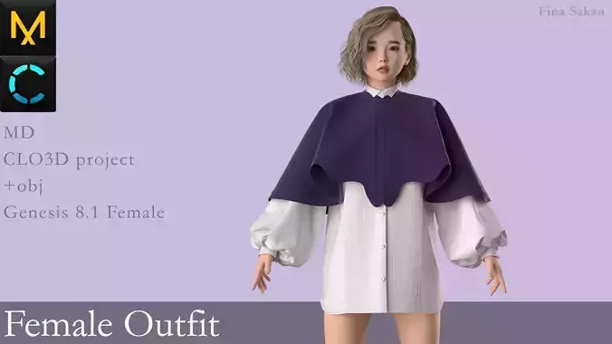 Female Outfit Marvelous Designer 3D model