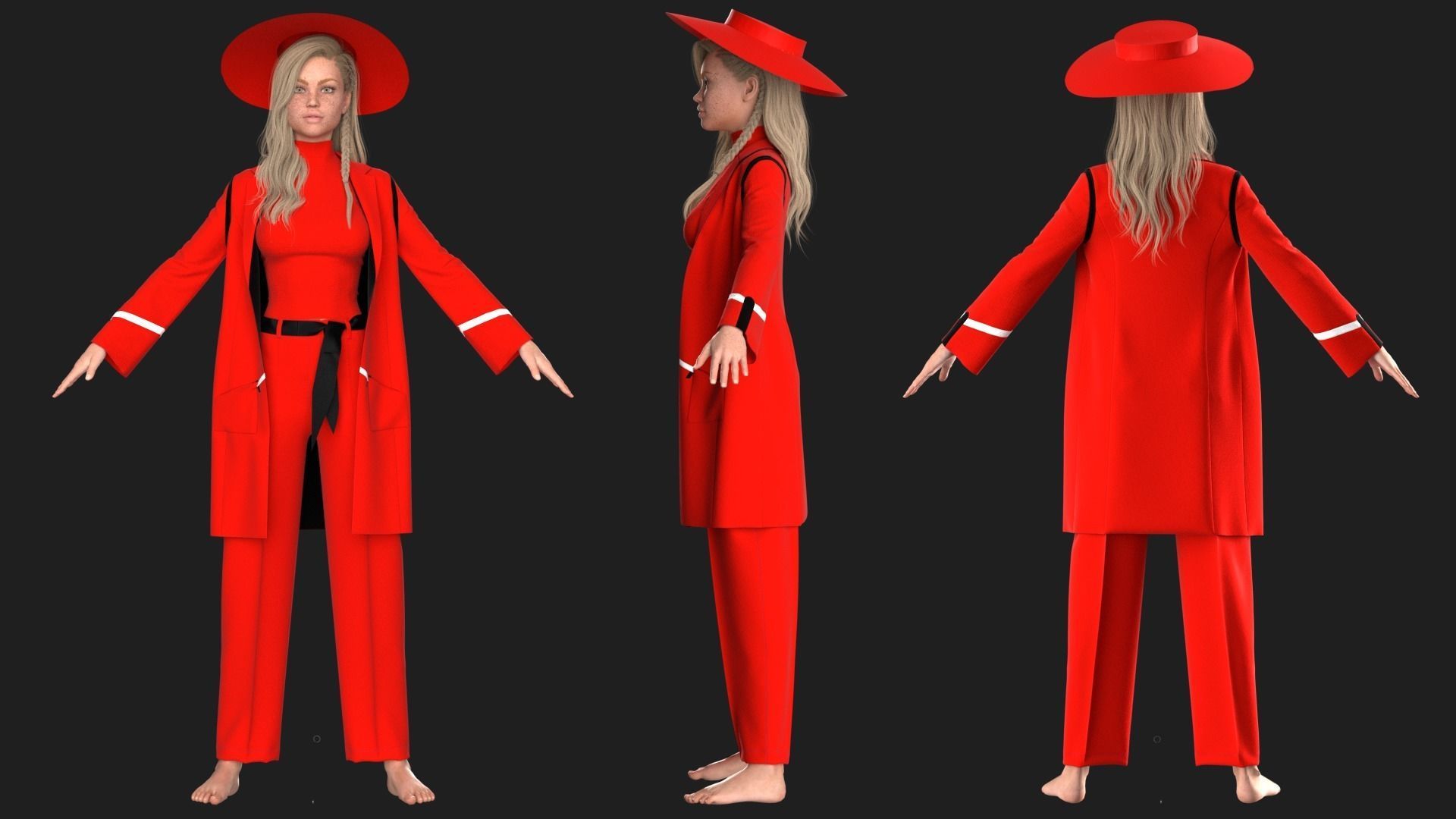Female Outfit Marvelous Designer Free 3D model_2