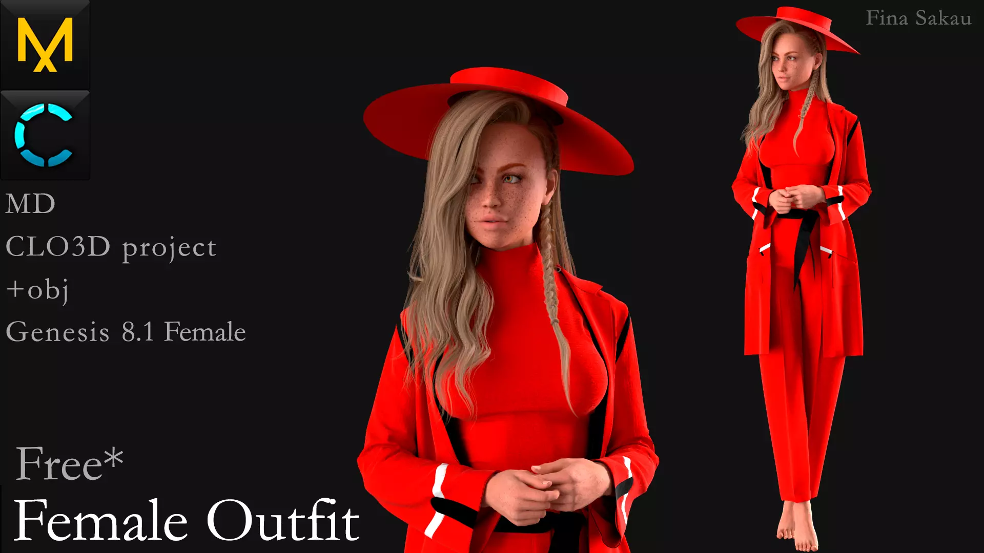 Female Outfit Marvelous Designer Free 3D model_0