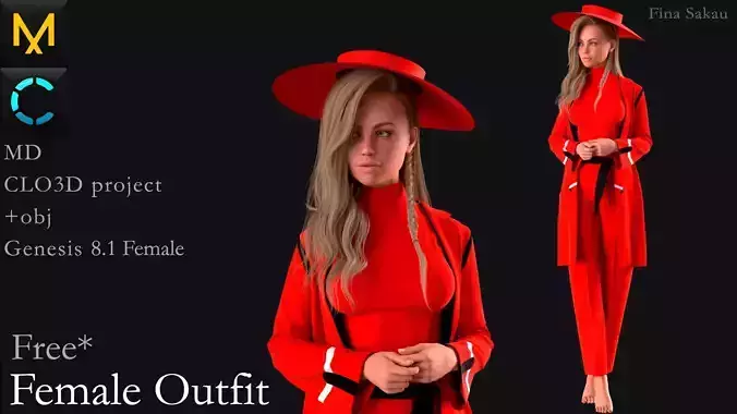 Female Outfit Marvelous Designer Free 3D model