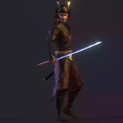 samurai  High quality character full Rigged and Animated  3D model