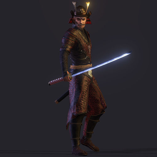 samurai  High quality character full Rigged and Animated  3D model