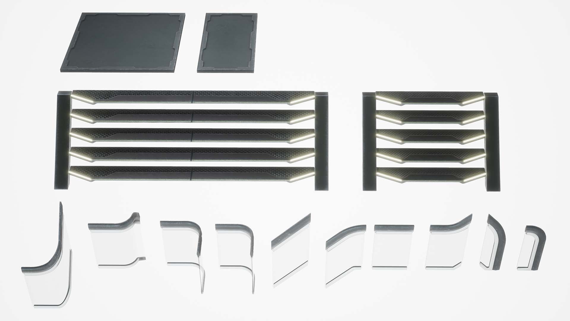 Modular Sci-Fi kitbash pack Low-poly 3D model_20