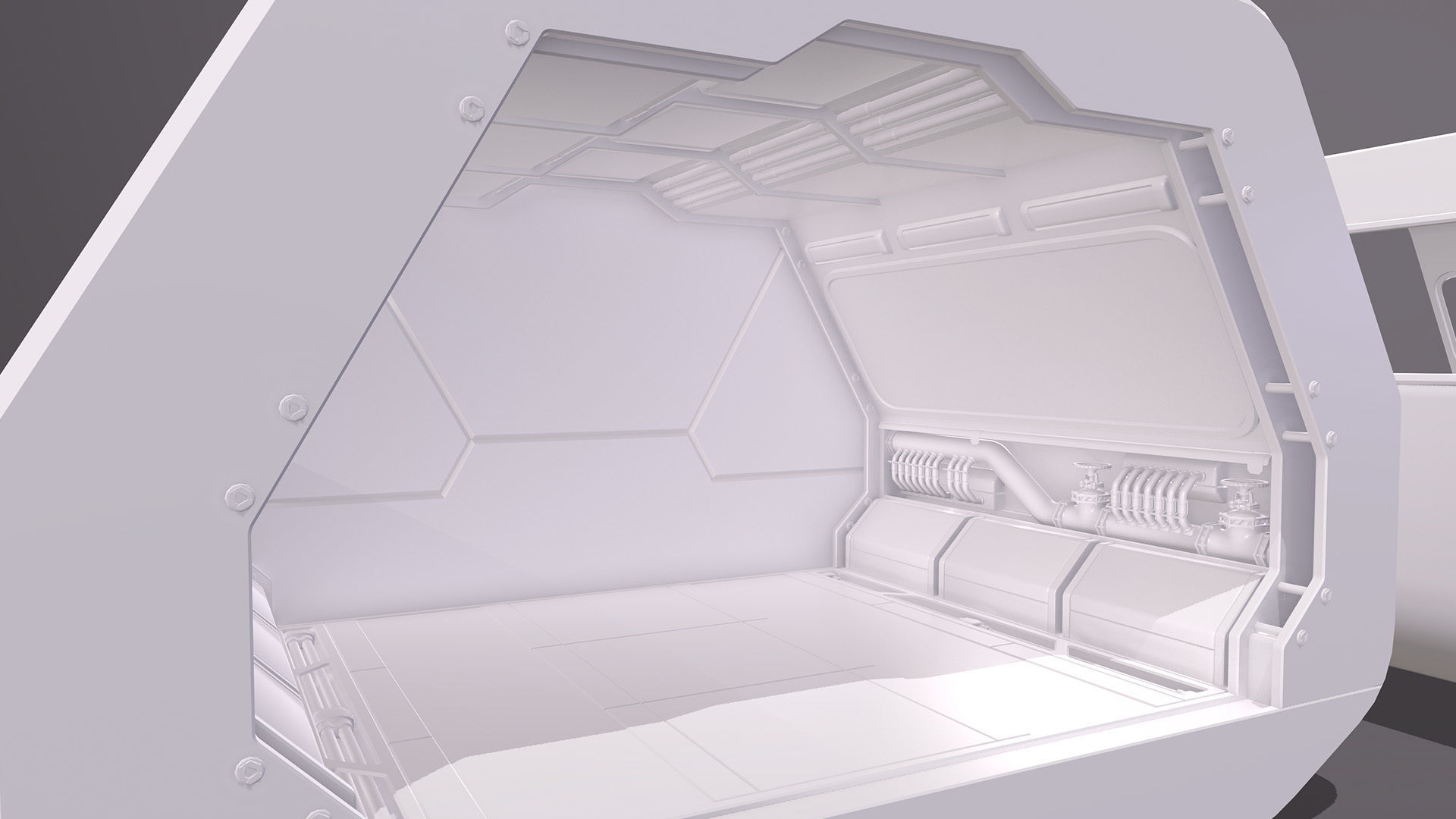 Modular Sci-Fi kitbash pack Low-poly 3D model_5