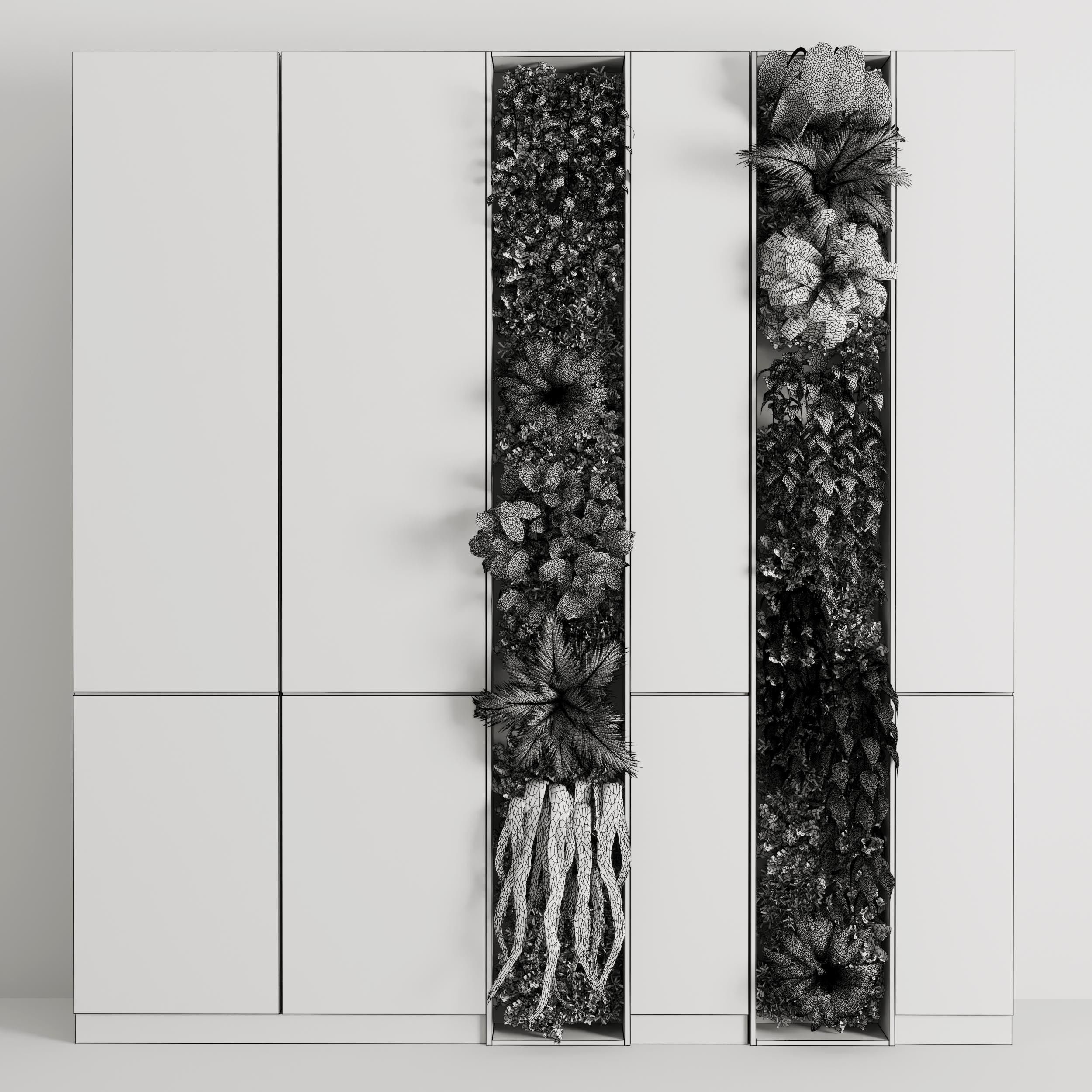 Vertical Wall Garden With wooden frame 3D model_4